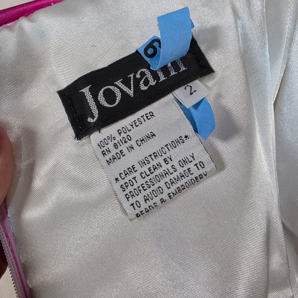 Jovani Maxi Dress Women's 2 White Pink Beaded Rhinestone Formal Prom Gown Y2K - Picture 3 of 16